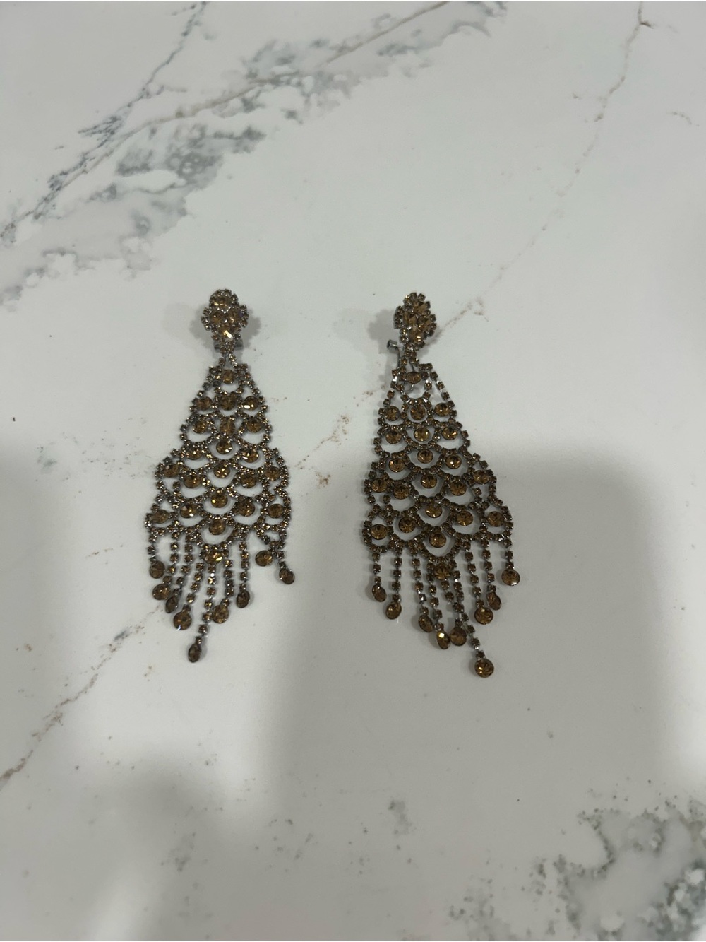 BCBG Gold-Tone Amber Crystal Chandelier Earrings